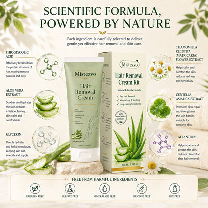Mistezvo ™ Natural Gentle Hair Removal Cream | For Women & Men, Sensitive Skin